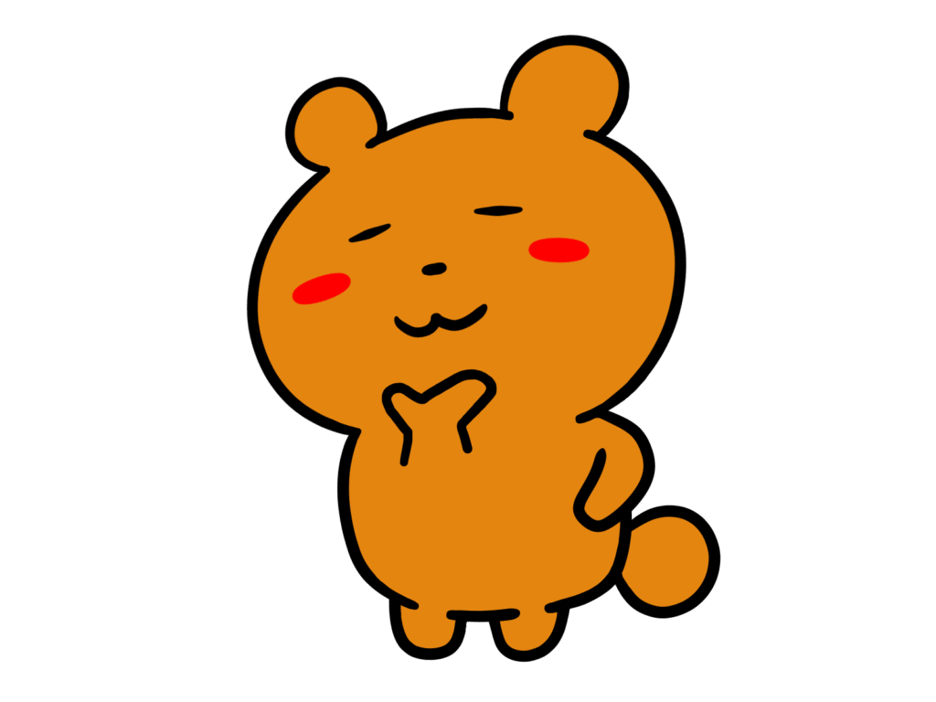 なるほどとあごに指をおくくま