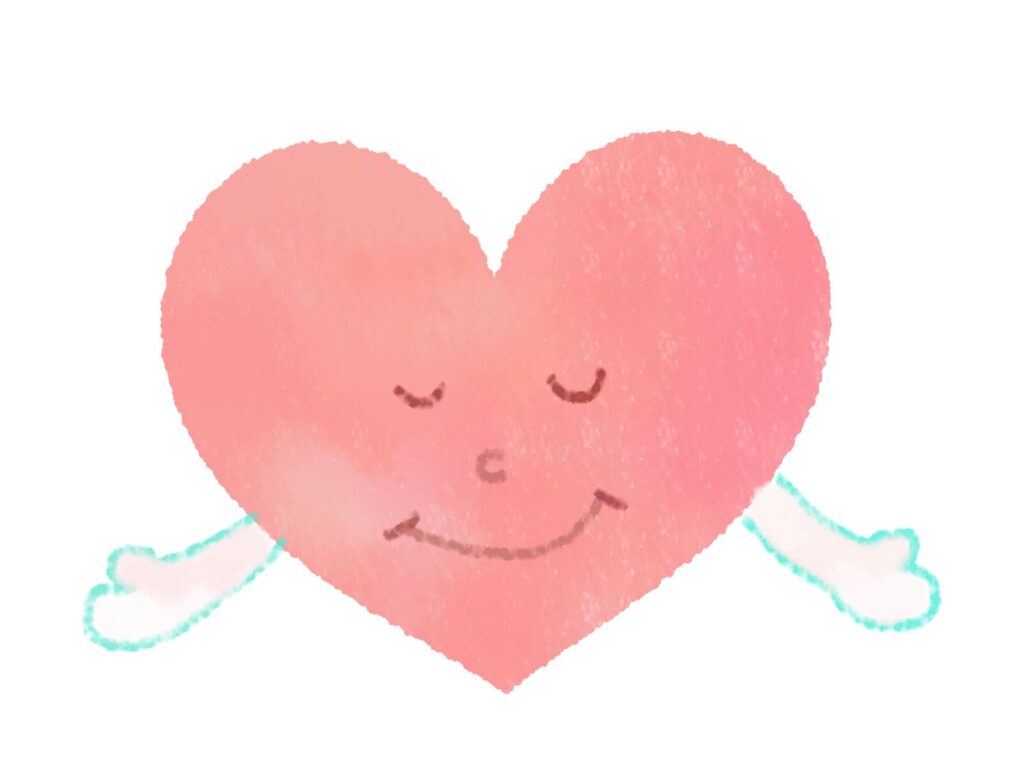 ハートが目をつむり両手を広げるイラスト