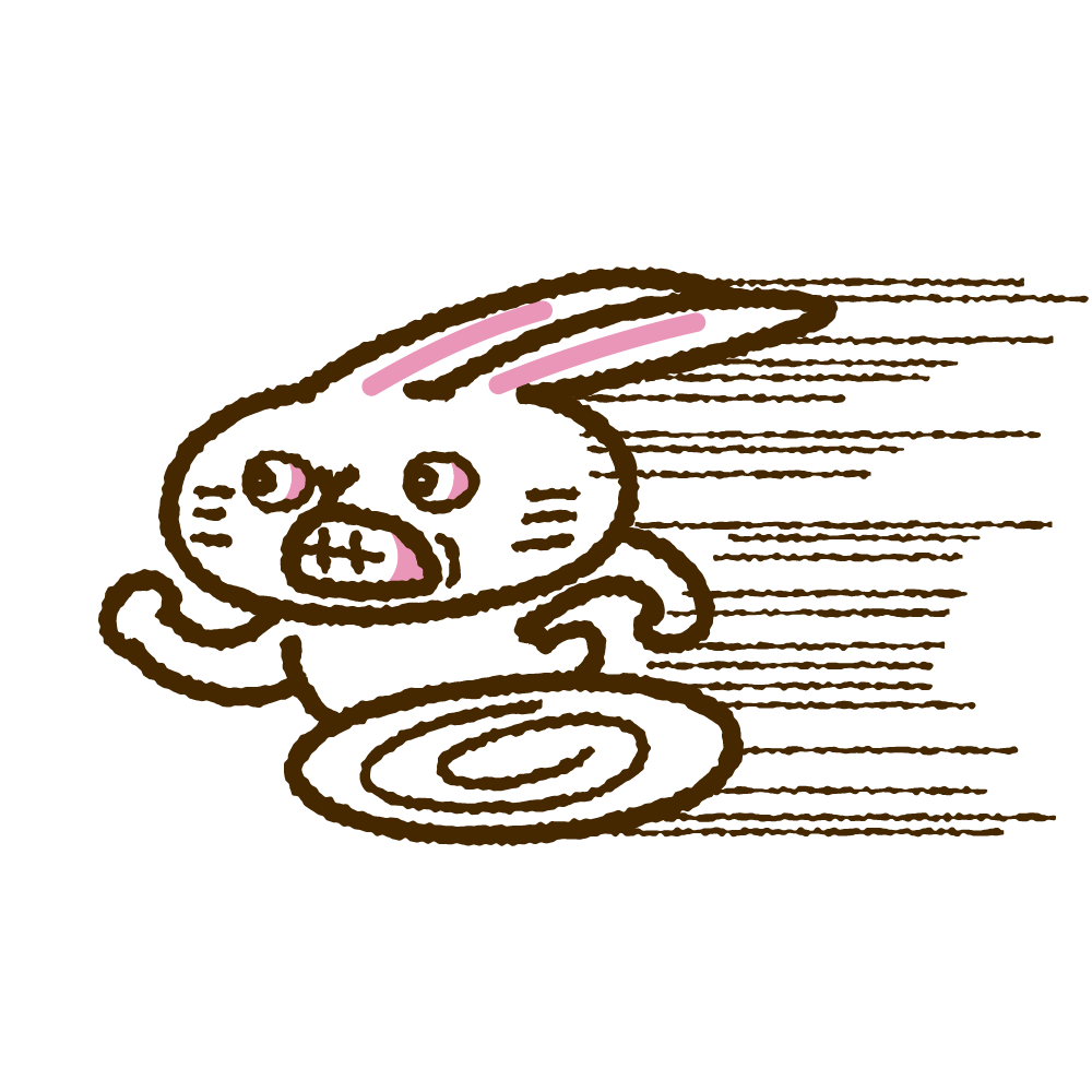 歯を食いしばり走るうさぎ