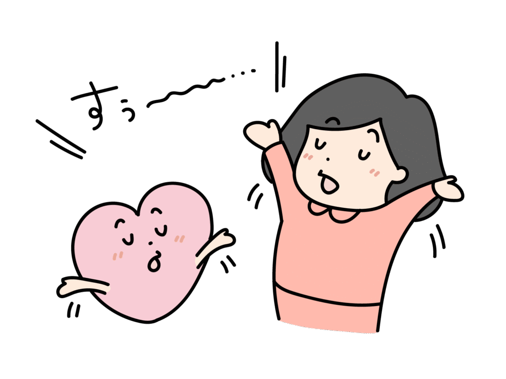 深呼吸をする女の子とハート