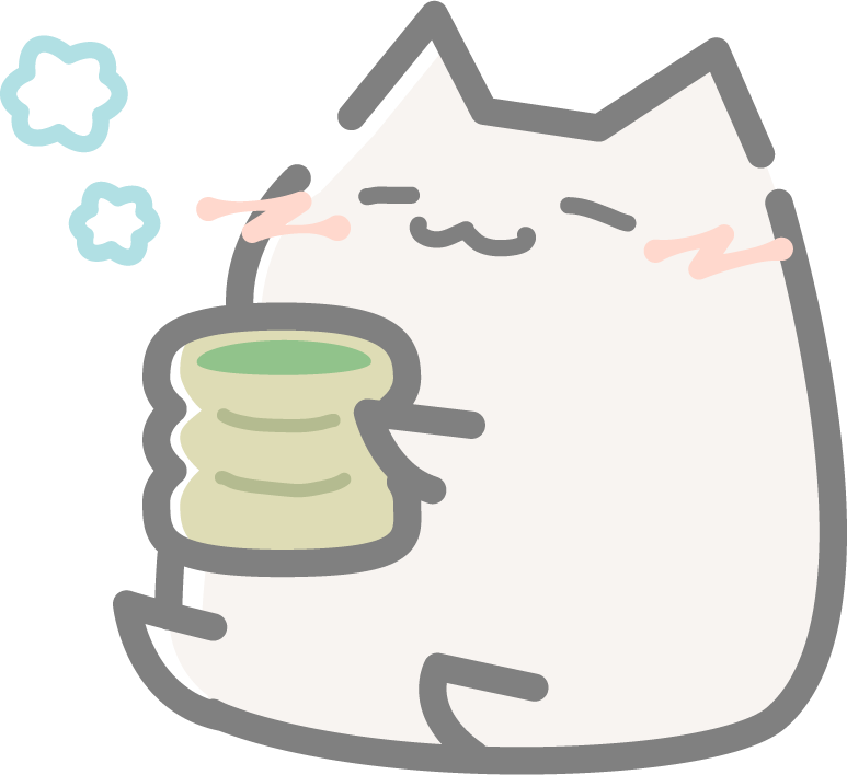 お茶を飲む猫