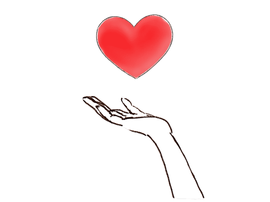 ハートを手に乗せるイラスト