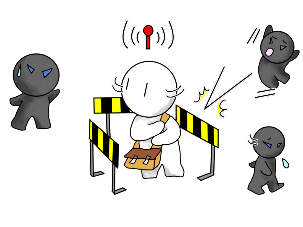 危険を察知してガードする人