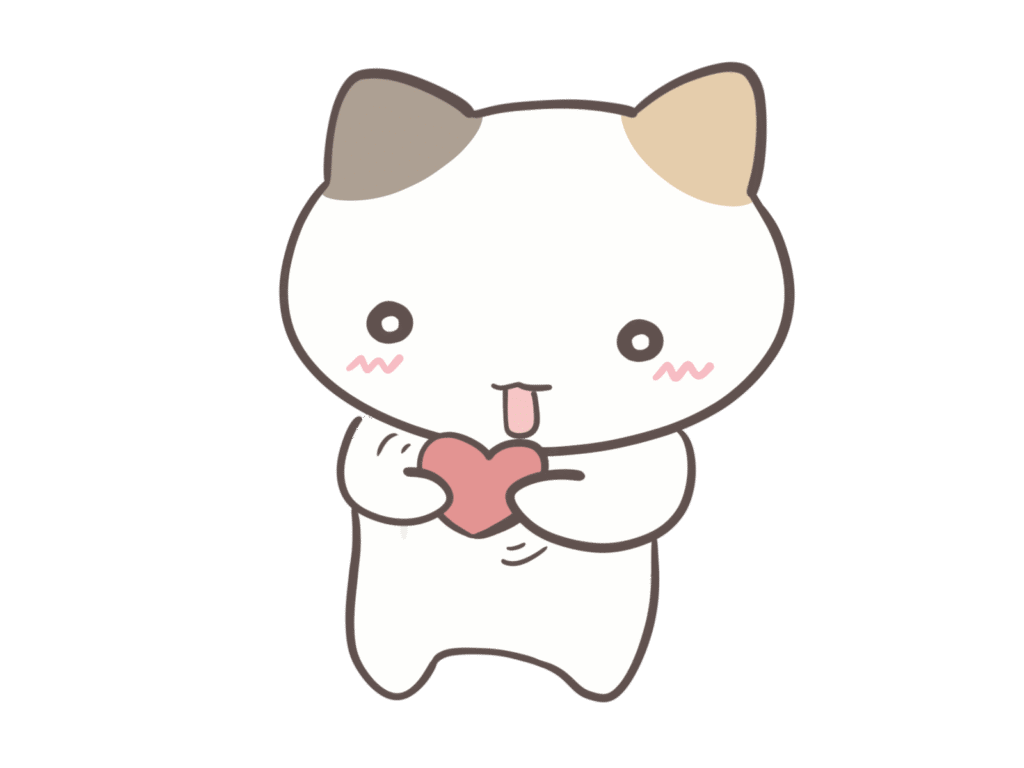 ハートを抱える猫