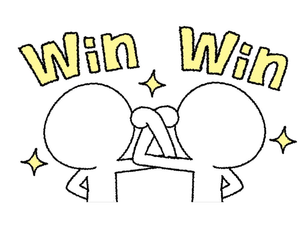 肩を組みWin-Winの二人
